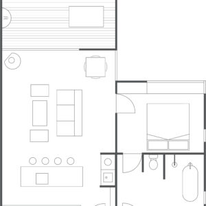 Luxury Villa One Floor plan when booked as a one bedroom configuration